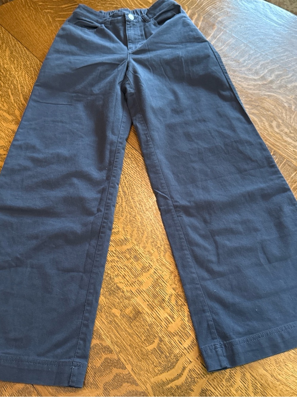 Pact Navy Cotton Wide-Leg Pants with Zip Fly